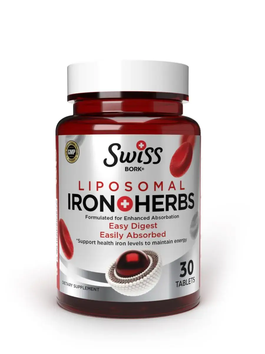 Swiss Bork Iron+ Herbs Tablets, 30 Count