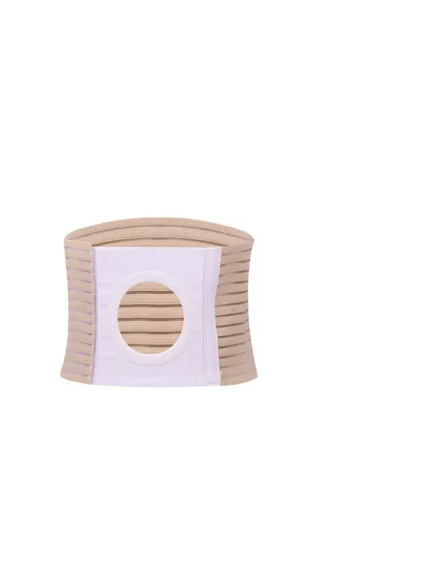 Postoperative Stoma Belt with Opening for Ostomy Bag White Orthopedic Support Brace