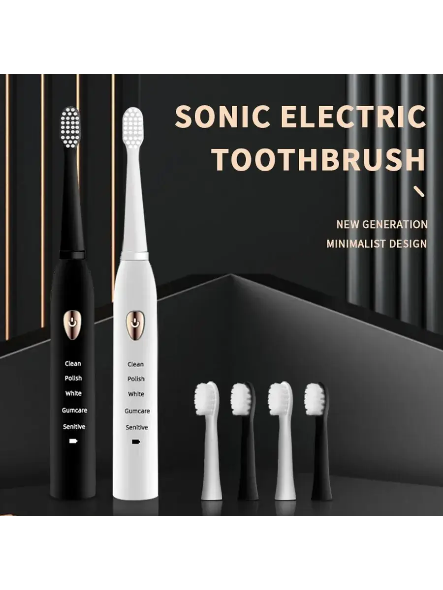 DR.GOOD Jianpai Blackgold Electric Toothbrush with 4 Brush Heads