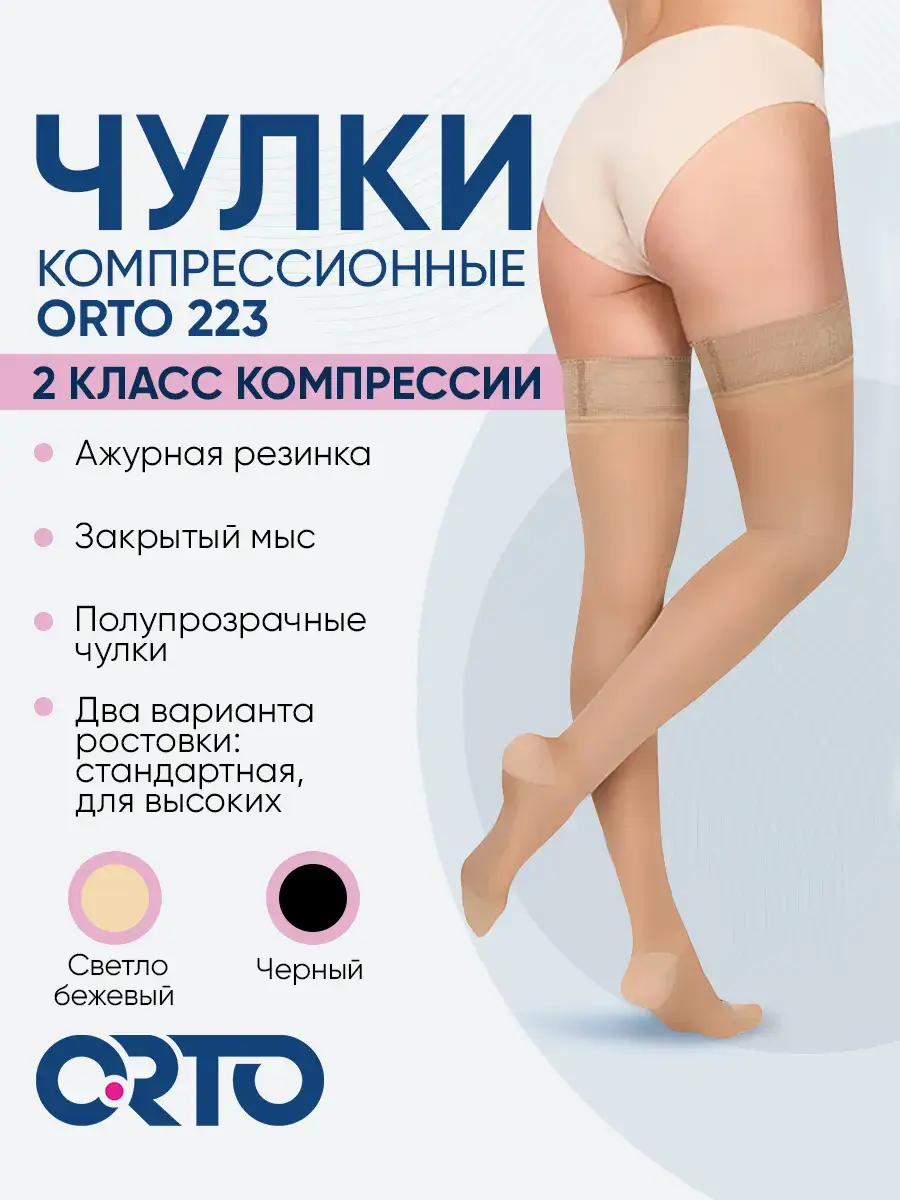 Orto 223 Compression Stockings Class 2 Lace Top Beige