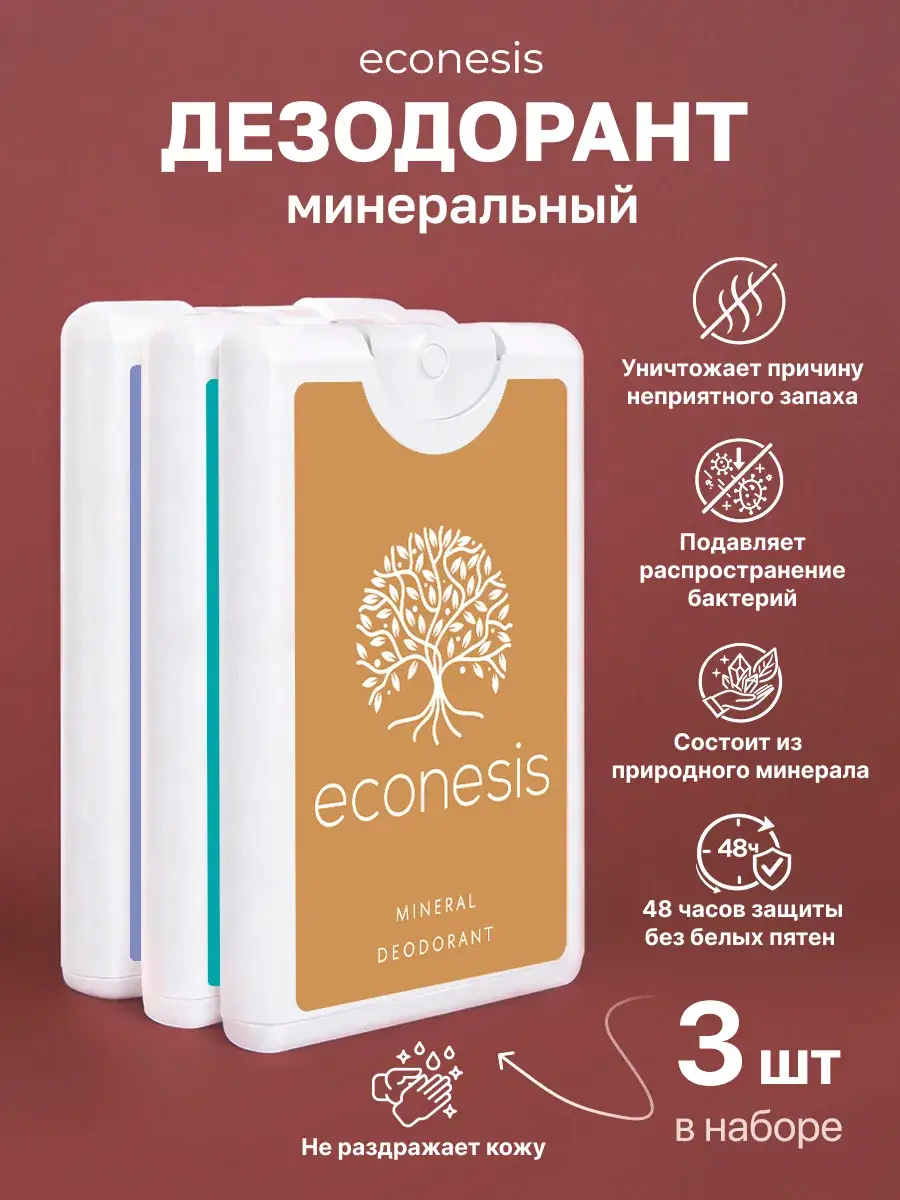 ECONESIS Mineral Deodorant Spray Set 20 ml, 3 Count
