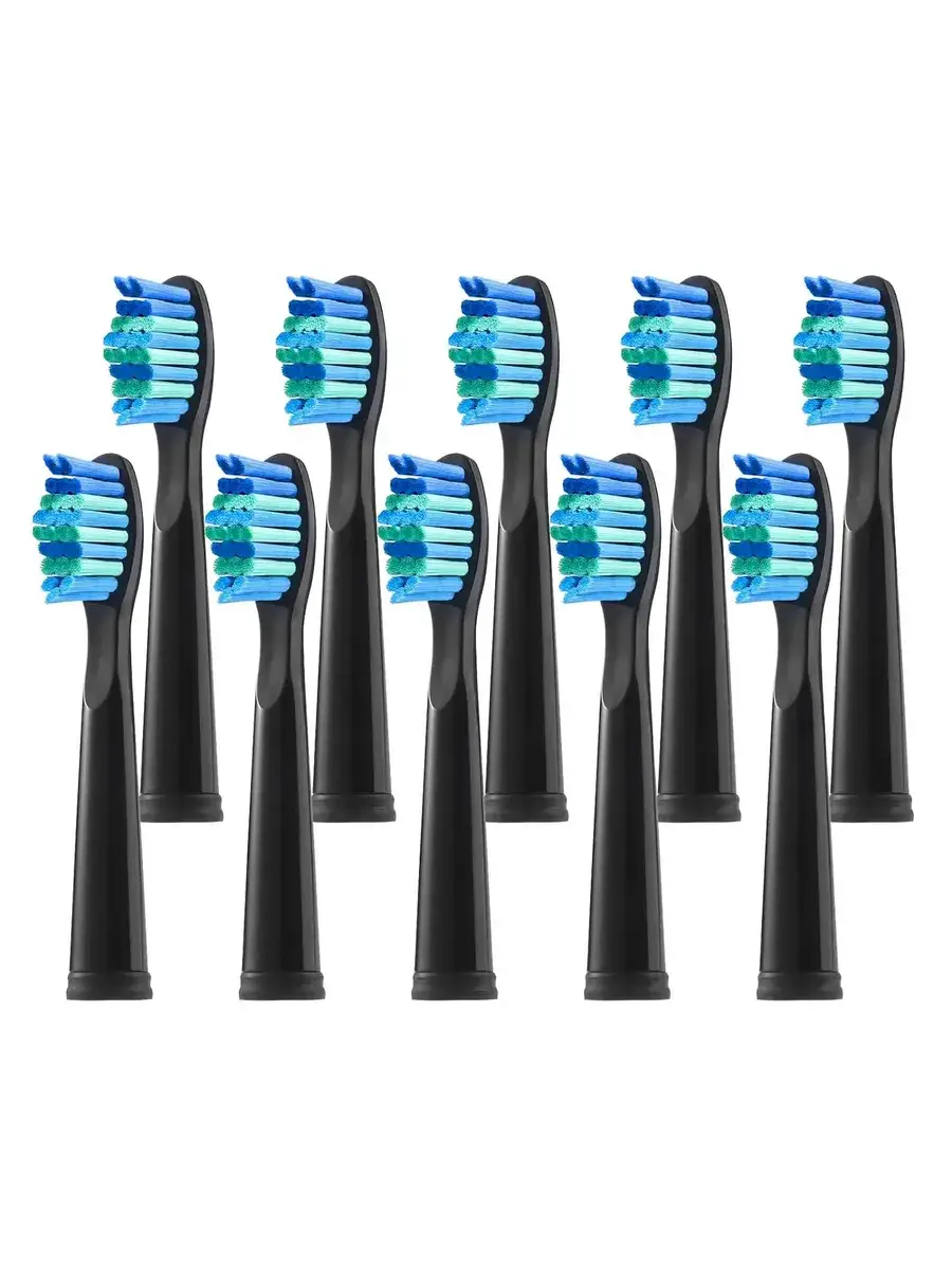 qlebaby Replacement Toothbrush Heads Black 10 Pack