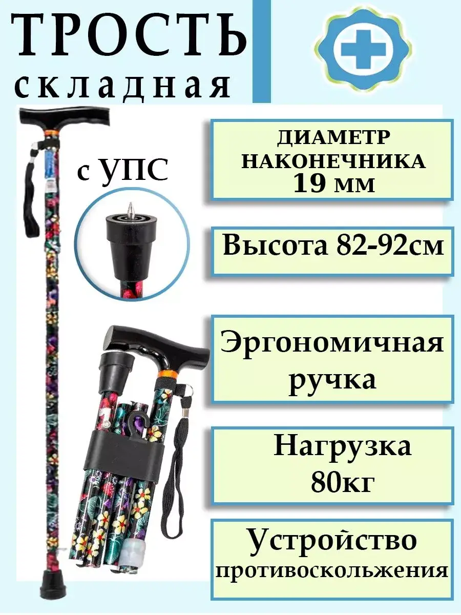 Barry Telescopic Folding Cane 10121F Flowers Charcoal Black