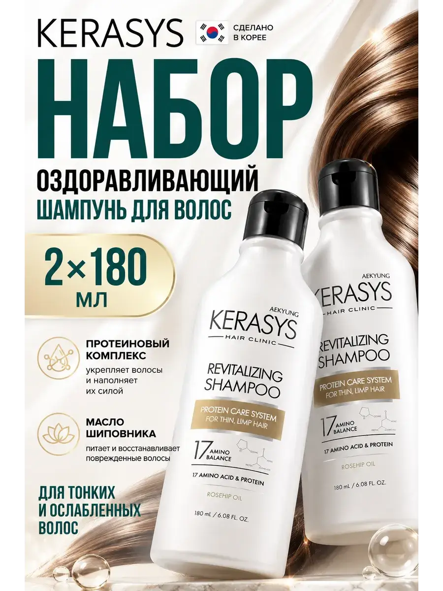 KeraSys Restorative Shampoo Pack of 2 180 ml, 2 Count