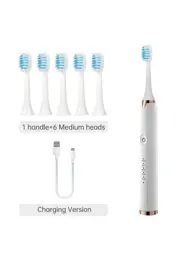 TONGWODE White Sonic Toothbrush with 6 Heads #1