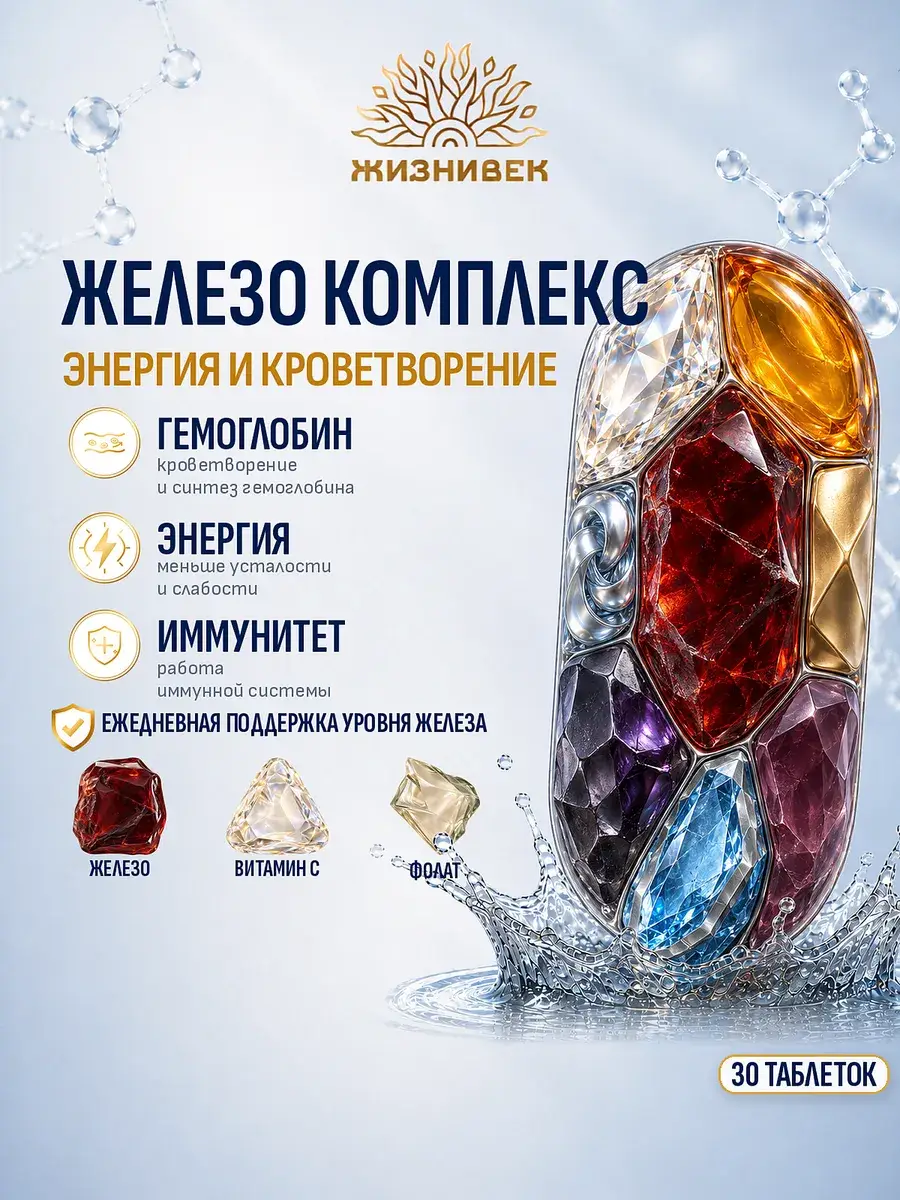 ZhisniVek Iron Chelate Complex with Cofactors 30 Capsules