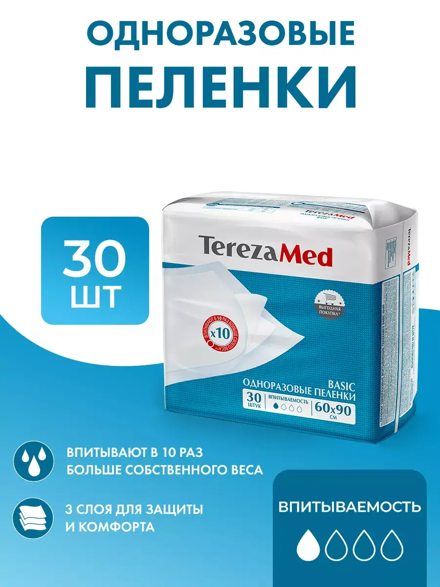 TerezaMed Disposable Underpads 60x90 cm 30 Pack