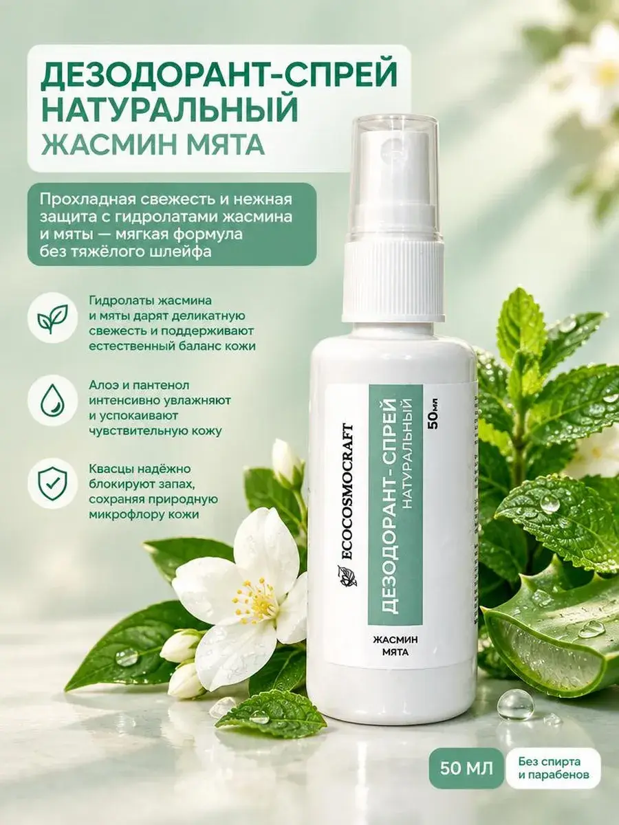 ECOCOSMOCRAFT Natural Jasmine Mint Deodorant Spray 50 ml