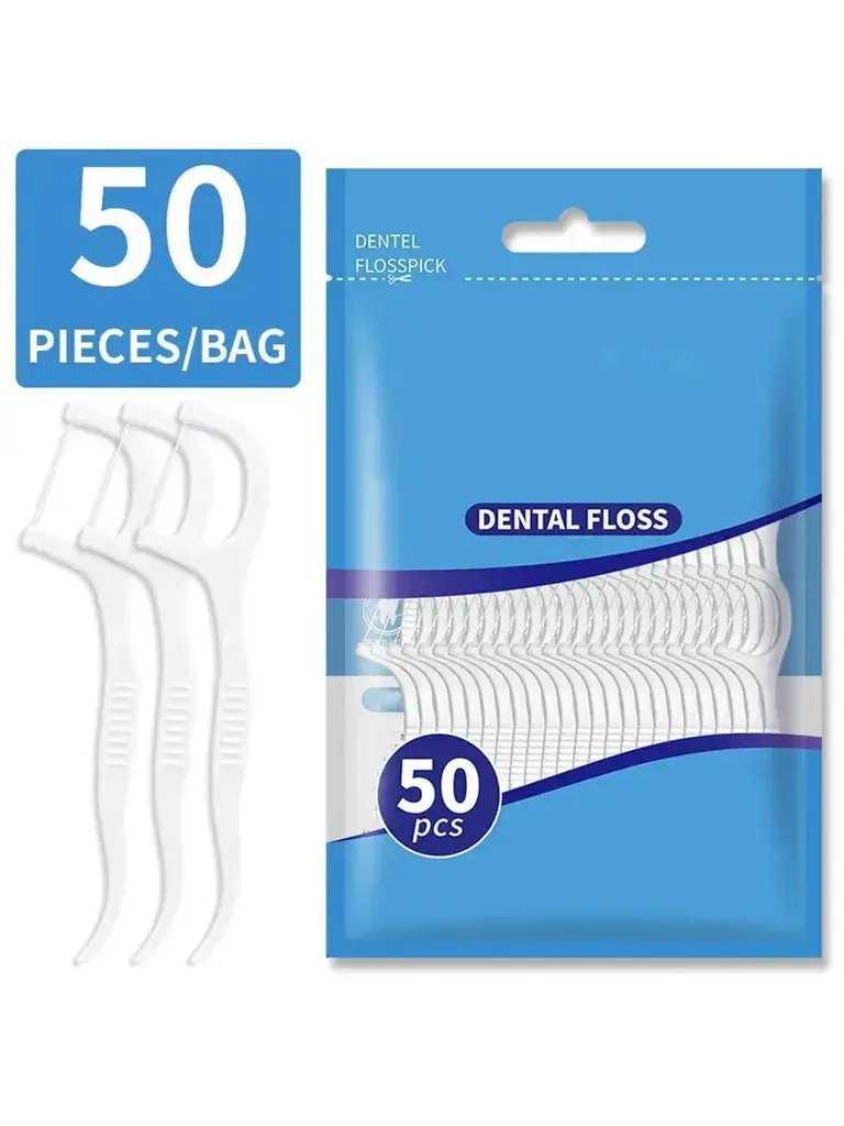 NNNB Dental Floss Picks, 50 Pieces, Polyethylene & Polystyrene #1