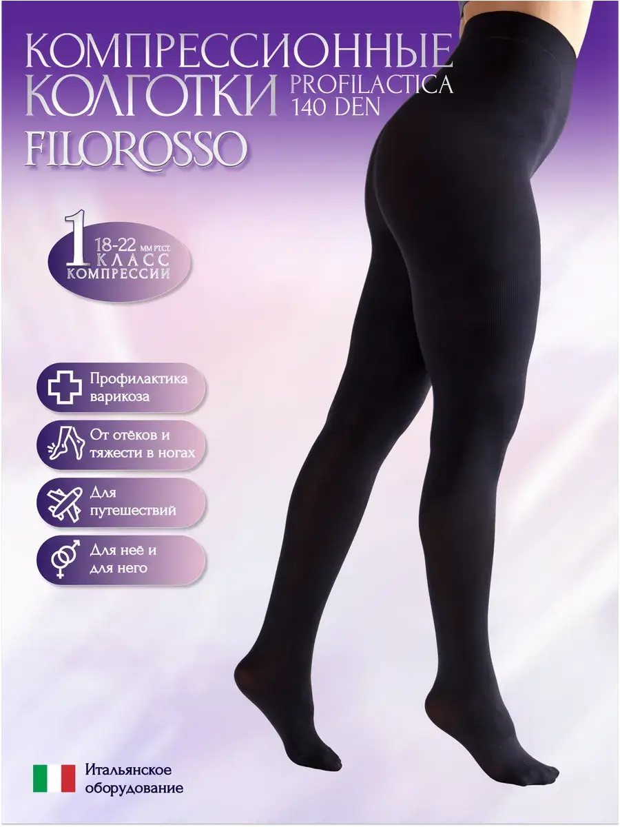 FILOROSSO Compression Tights Class 1 140 day Charcoal Black