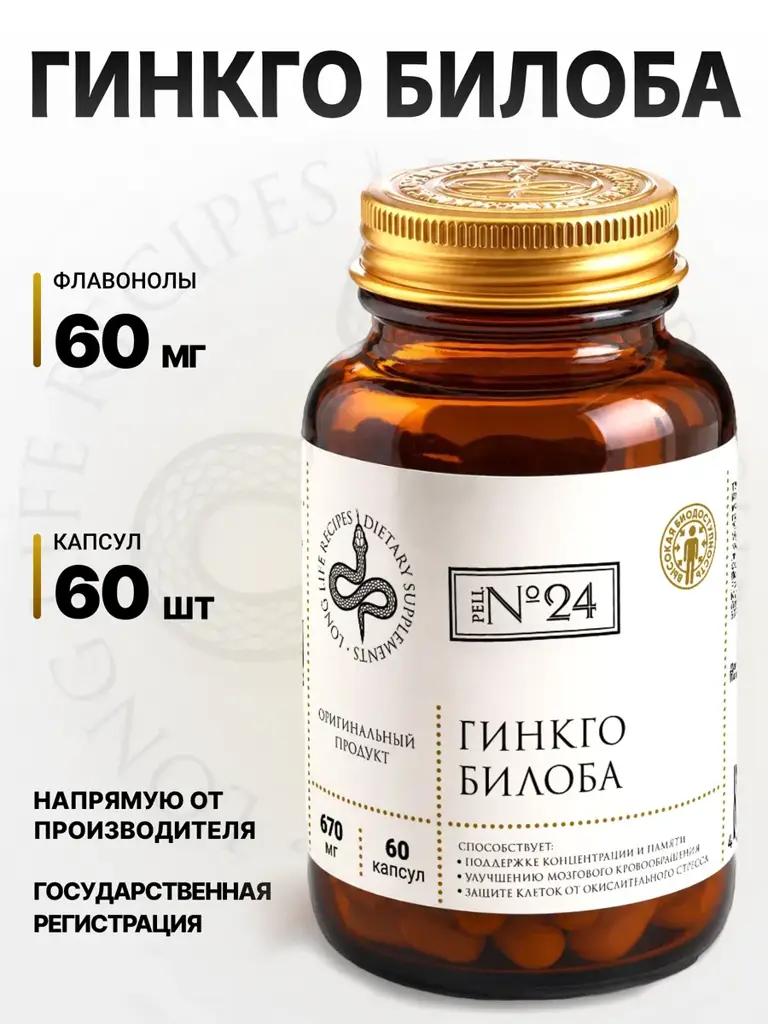 LONG LIFE RECIPES Ginkgo Biloba 60 Forehead Patches 670 mg, 60 Count #1