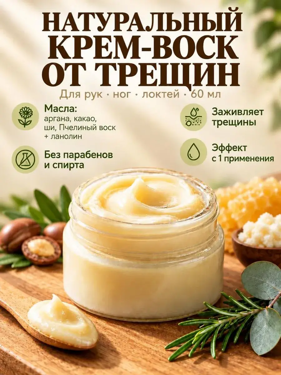 ECOCOSMOCRAFT Natural Lanolin Hand and Foot Cream Wax 60 ml