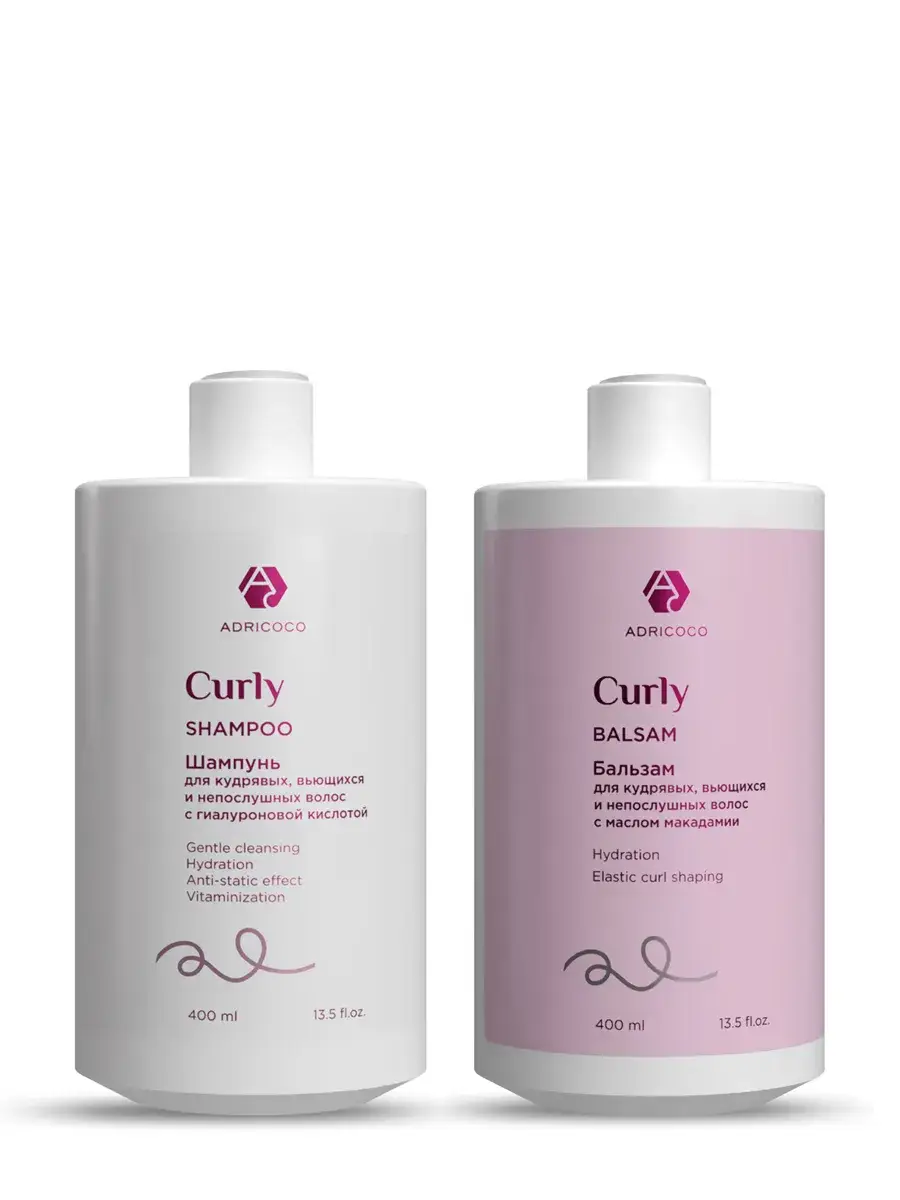 ADRICOCO Curly Hair Shampoo and Balm Set 800 ml