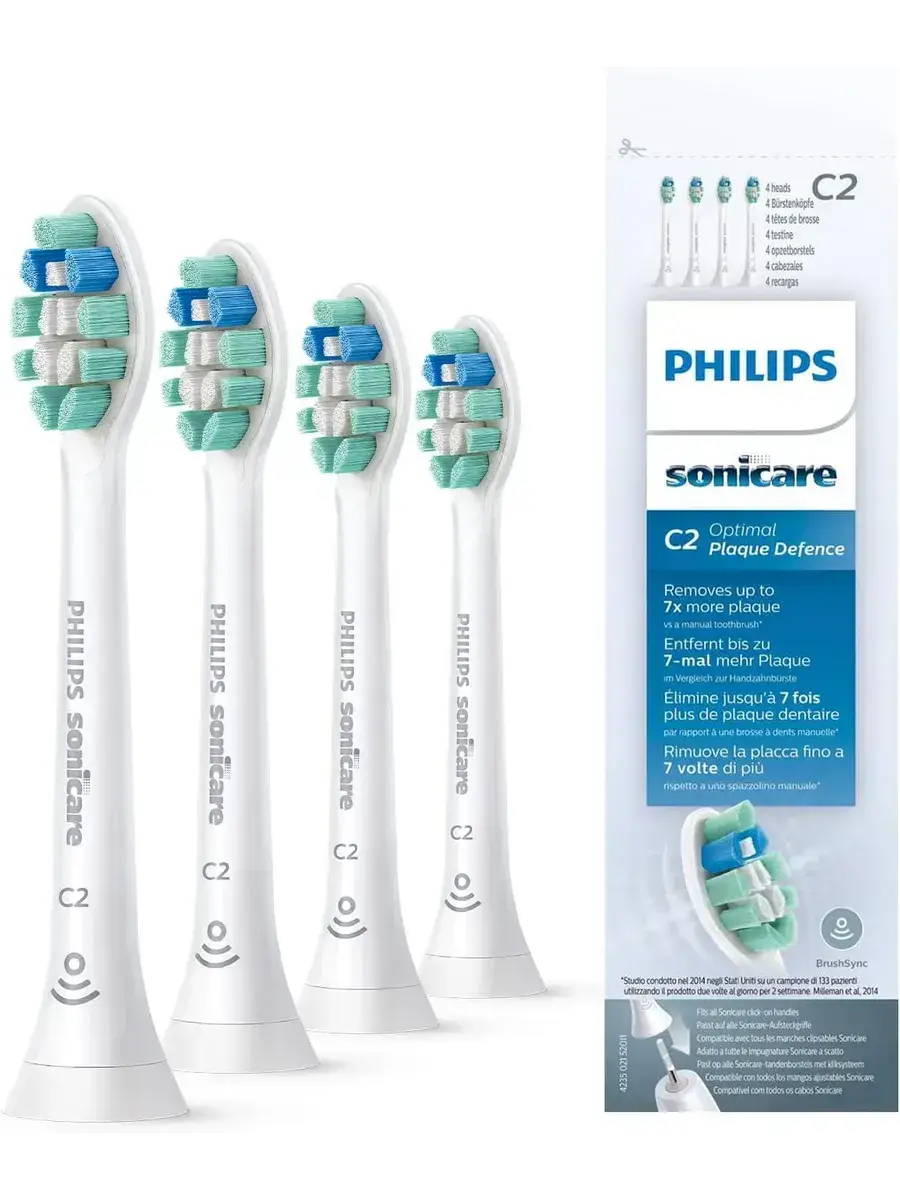 Philips Sonicare C2 Replacement Brush Heads, Medium, 4 Pack