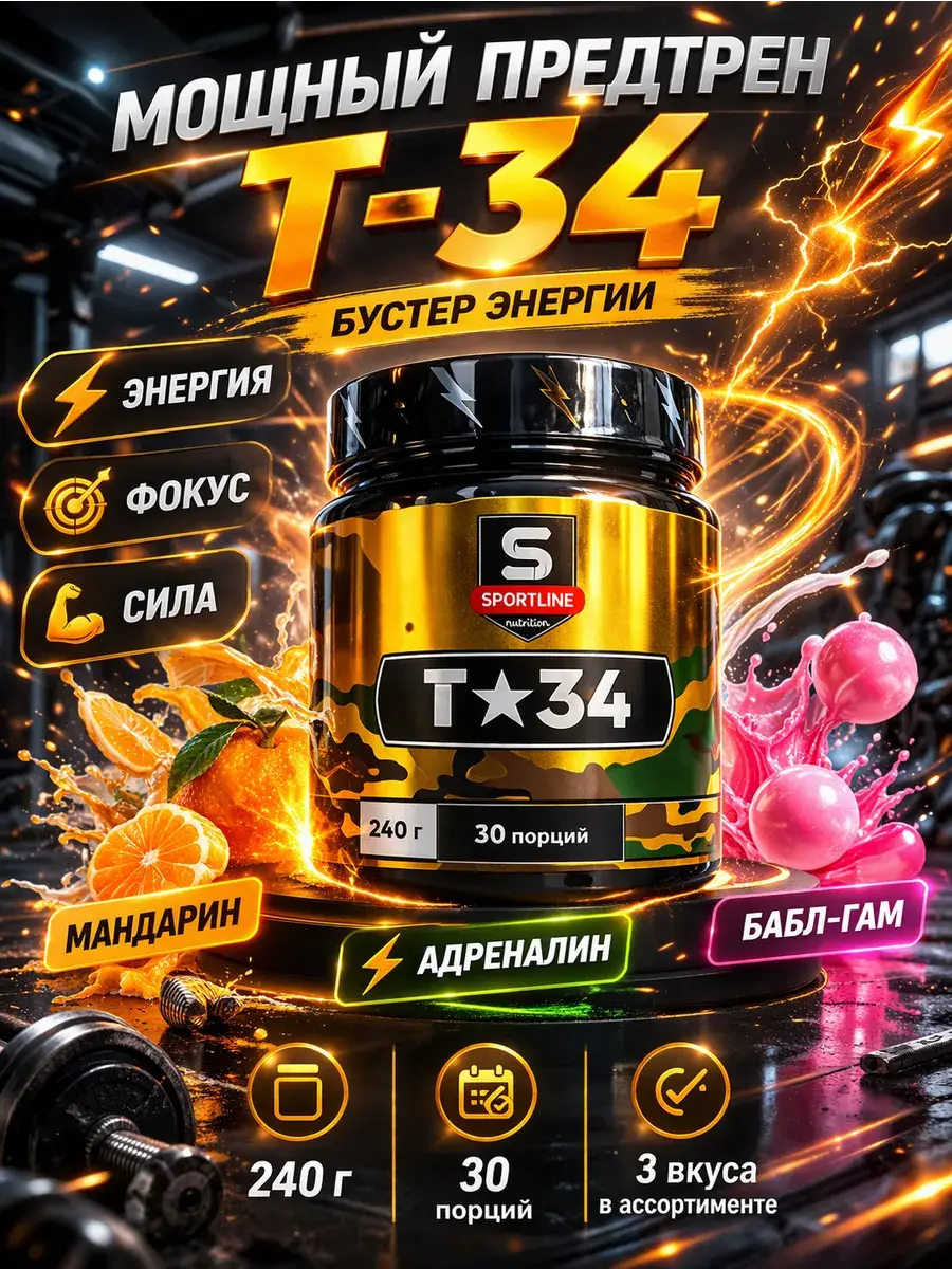 SportLine Nutrition Pre-Workout Complex Mandarin 240 g