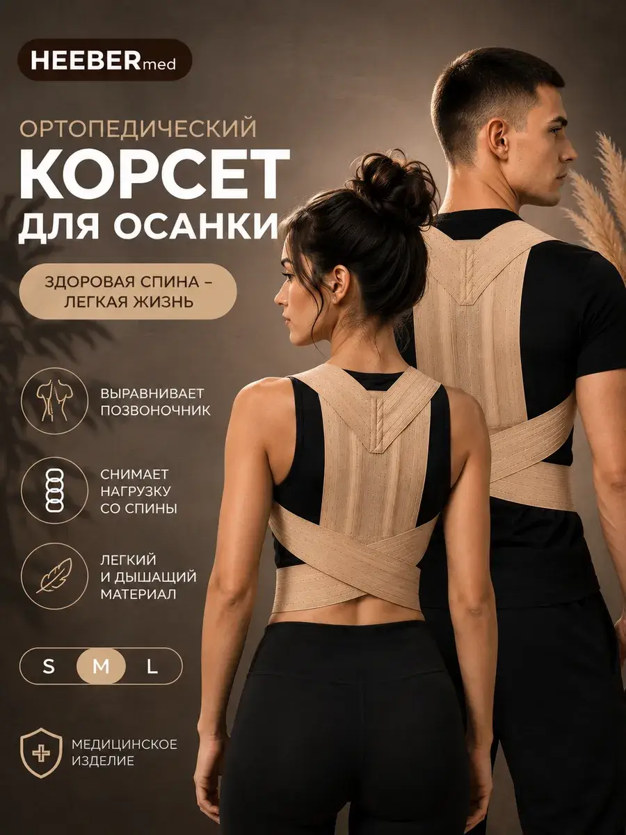 HEEBERMED Upper-Thoracic Orthopedic Posture Corrector Beige 1 Pack