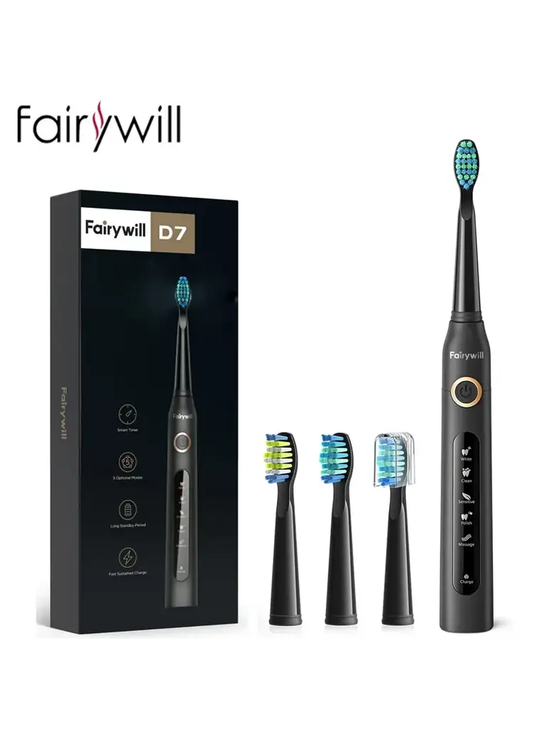 FairyWill FW-507 Electric Toothbrush, Soft Bristles, 4 Heads #1