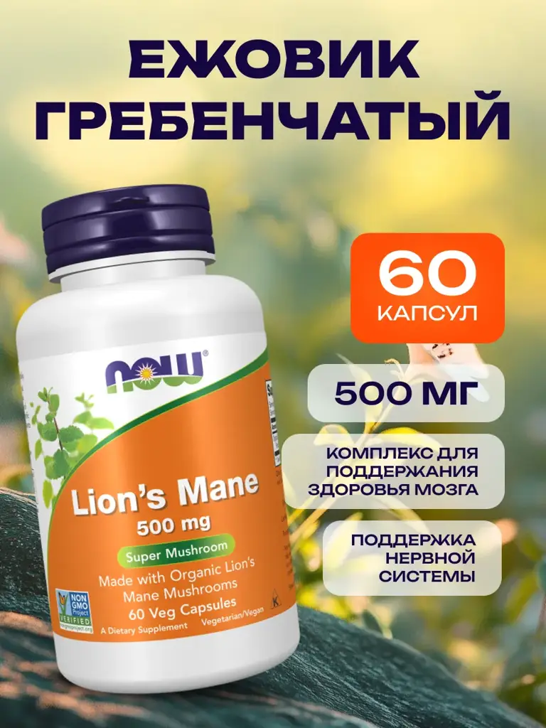 NOW Lion's Mane Extract Hard Capsules 60 Capsules 500 mg, 60 Count #1