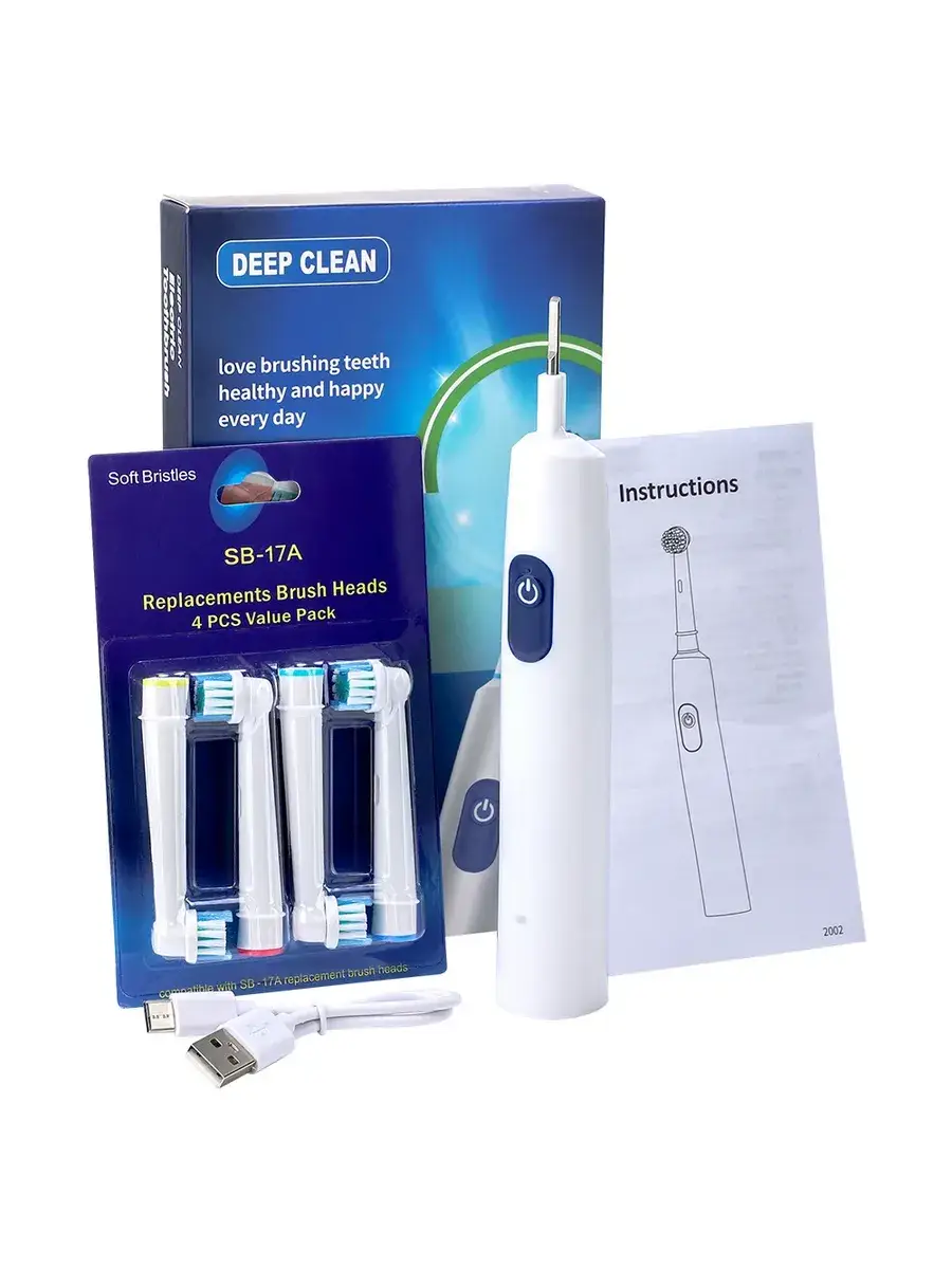 AFDEAL RotoSonic Electric Toothbrush 4 Heads White
