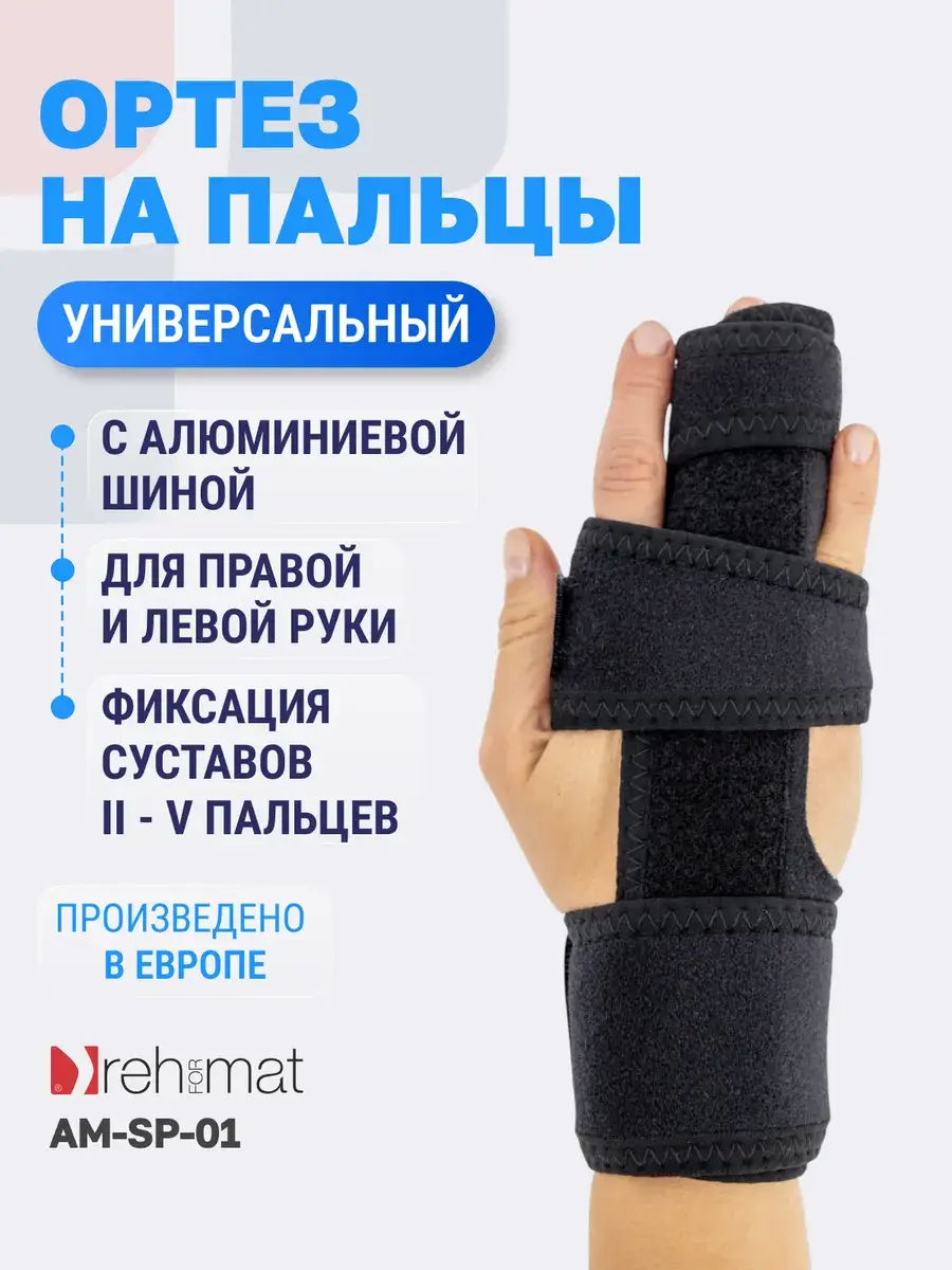 Reh4Mat AM-SP-01 Wrist and Finger Splint, Charcoal Black
