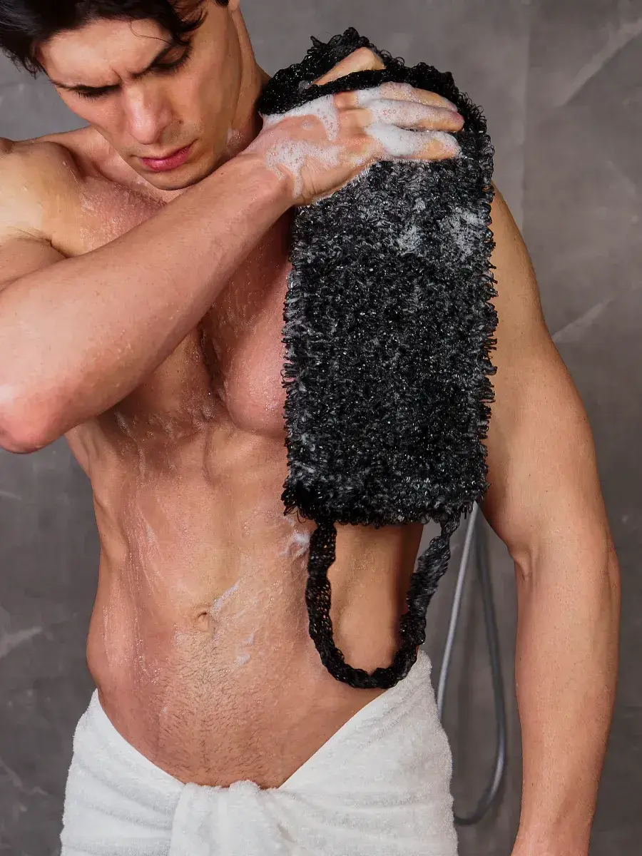 Laulet Black Body Shower Sponge with Handles 1 Pack
