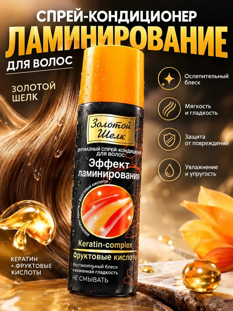 Golden Silk Two-Phase Hair Spray Conditioner, 190 ml #1