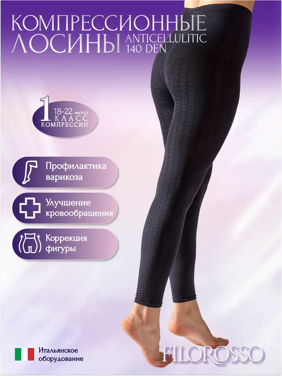 FILOROSSO Compression Leggings Class 1 Anti-Cellulite Charcoal Black