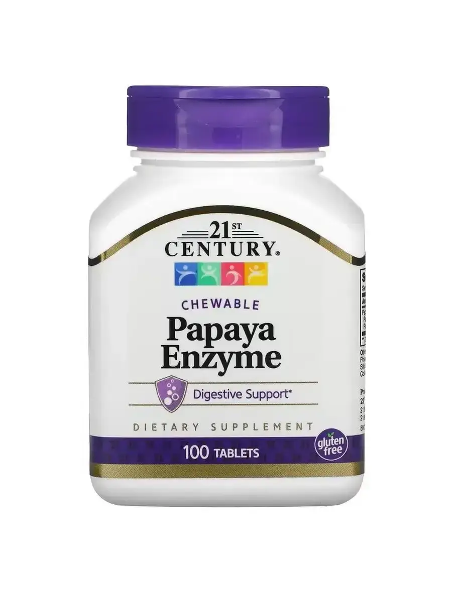 21st Century Papaya Enzyme Chewable Tablets, 100 Count