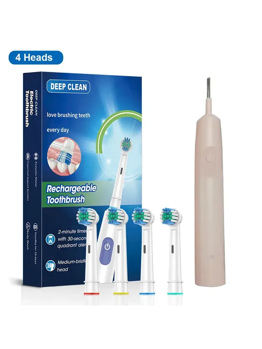 raugee Electric Toothbrush Pink with 4 Brush Heads