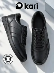 Kari Men's Leather Platform Sneakers Black 1 Pair #1