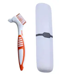 KirsaHome Orange Denture Brush and Case Set #1