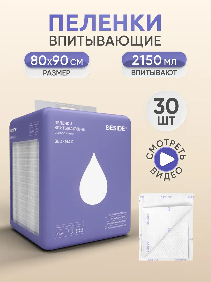 BESIDE Disposable Absorbent Diapers 80x90 cm 30 Pack