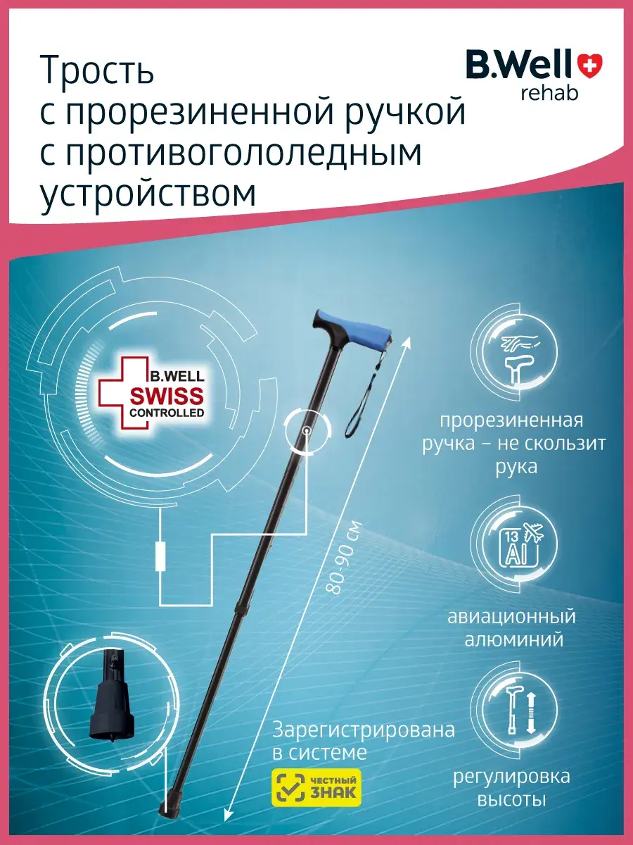 B.Well WR-414 Telescopic Walking Cane with Anti-Slip Device