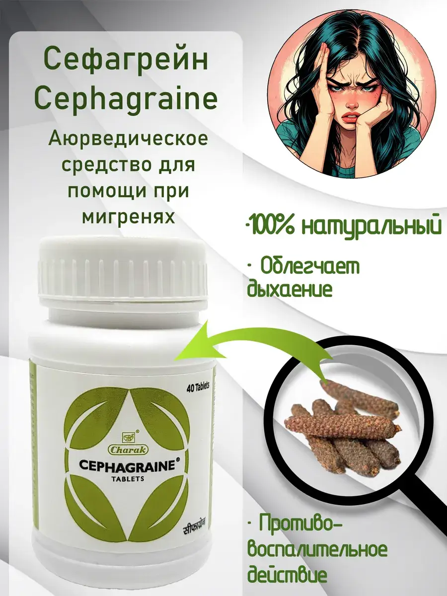 Charak Cephagraine Tablets, 60 Count
