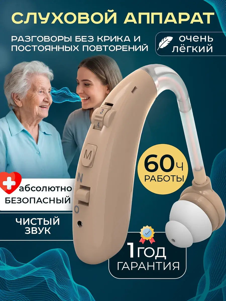 Grey BTE Hearing Aid with Charging Case 1 Count
