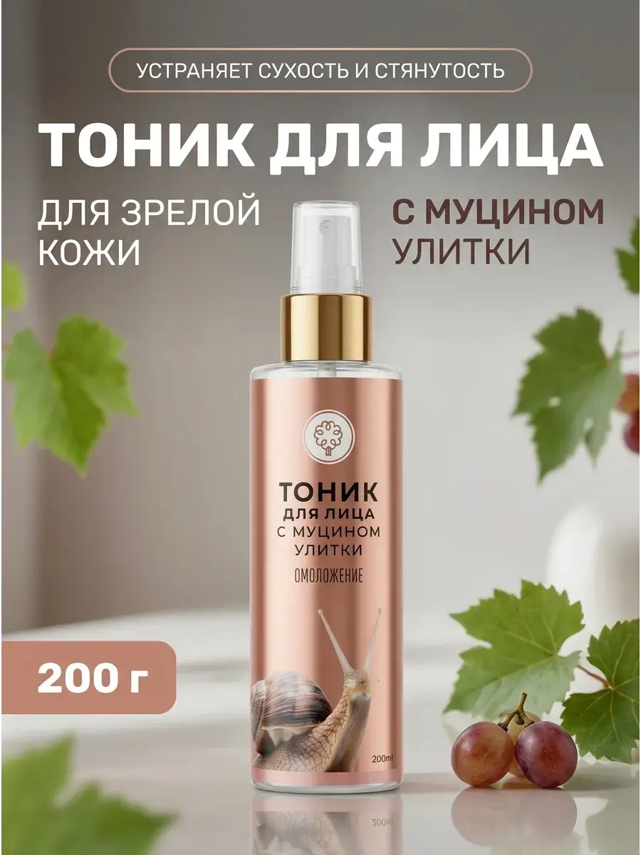 House of Nature Snail Mucin Facial Toner for Mature Skin, 200 g