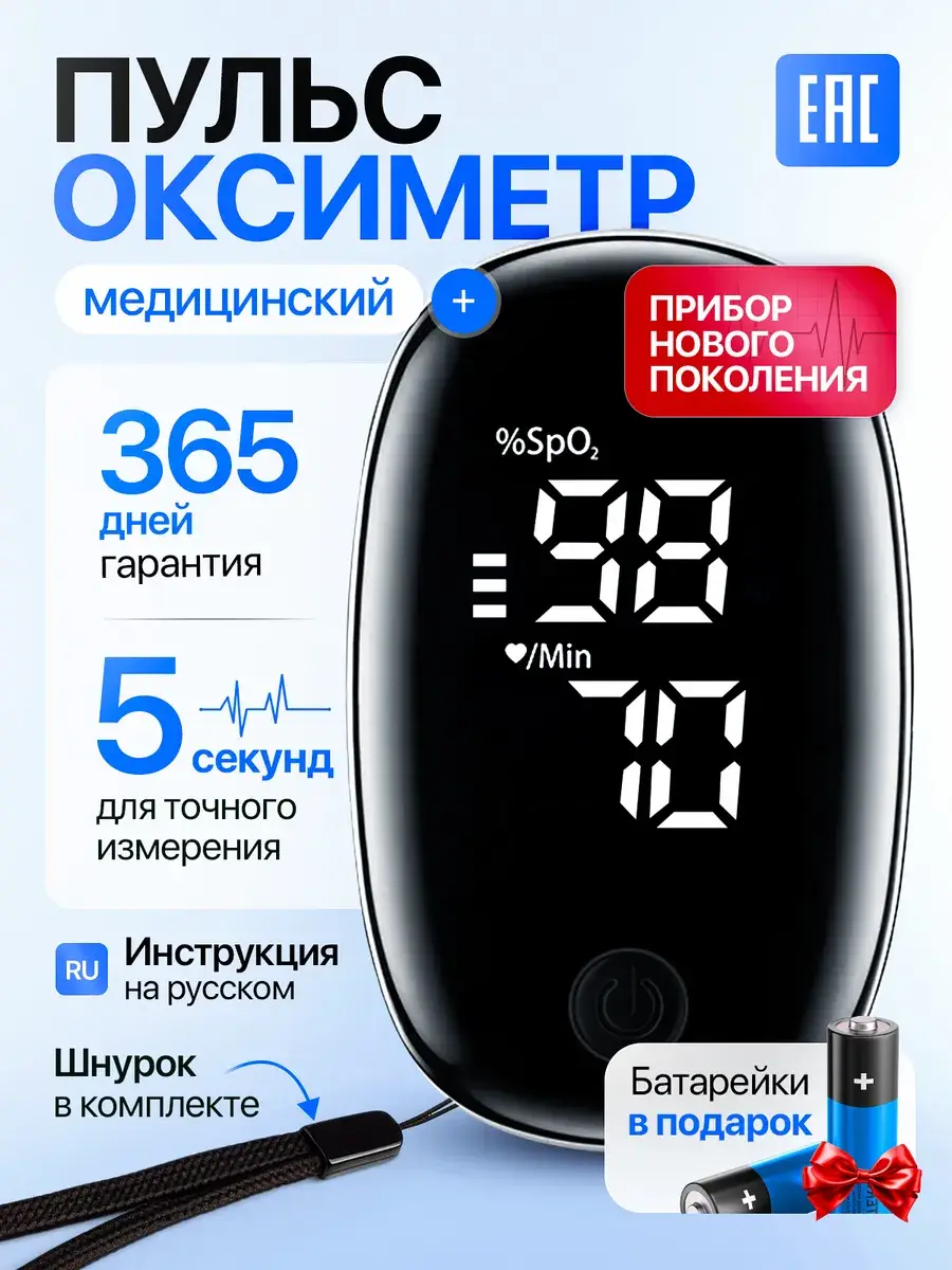 NIIKI Finger Pulse Oximeter Charcoal Black