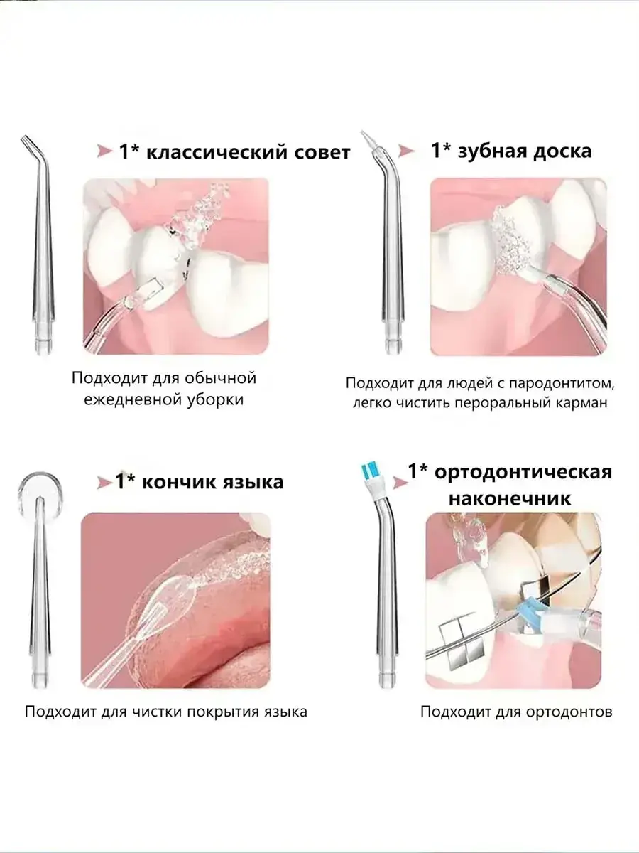 Oral Irrigator Light Pink with 4 Attachments