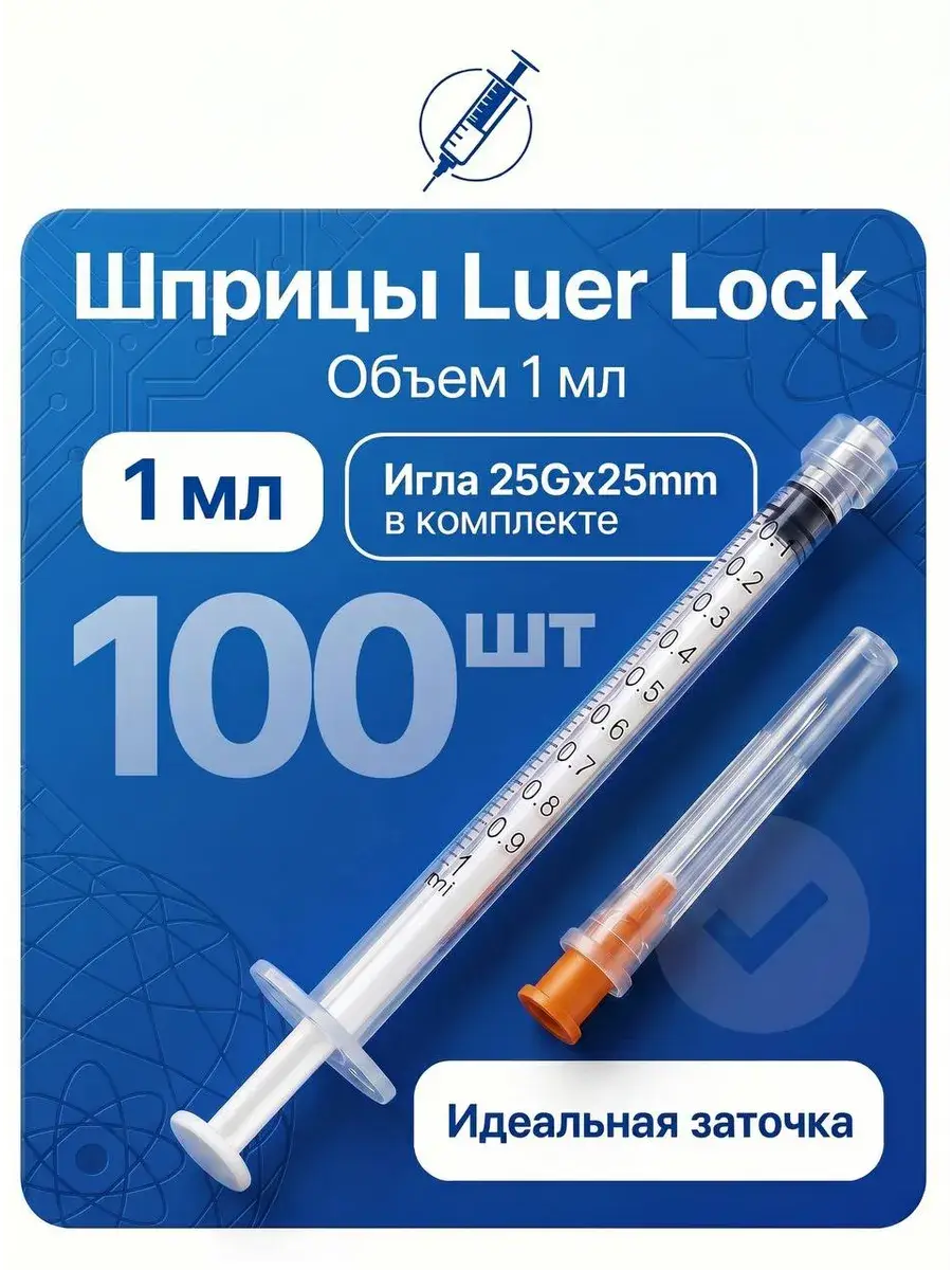 Disposable Medical Syringes 1 ml, 100 Count
