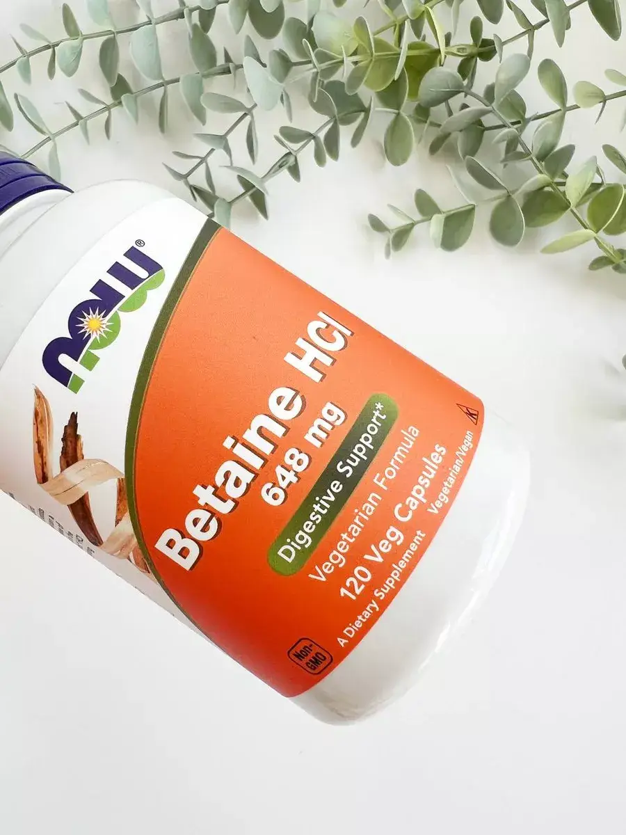NOW Betaine HCl 648 mg Capsules, 120 Count