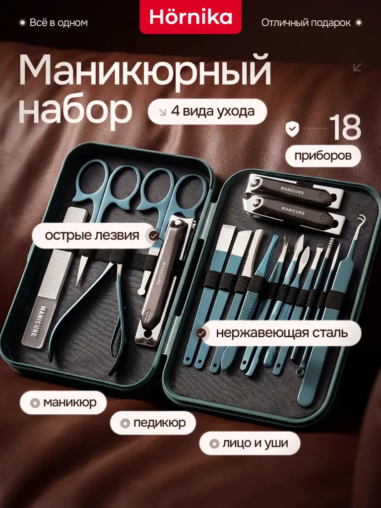 Hörnika 18-Piece Manicure and Pedicure Tool Set in Case #1
