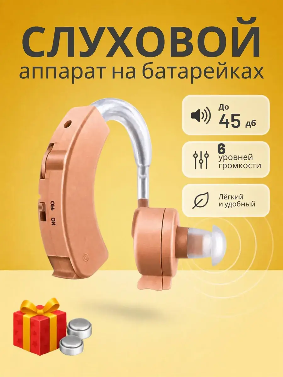 Behind-the-Ear Sound Amplifier Hearing Aid with Batteries