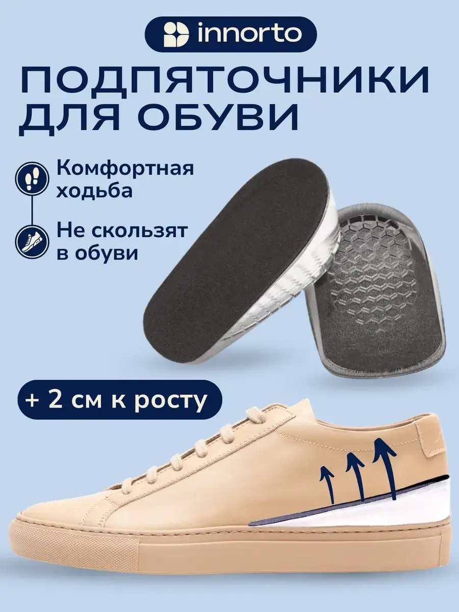 INNORTO Orthopedic Heel Lifts 2 cm Charcoal Black 2 Pairs