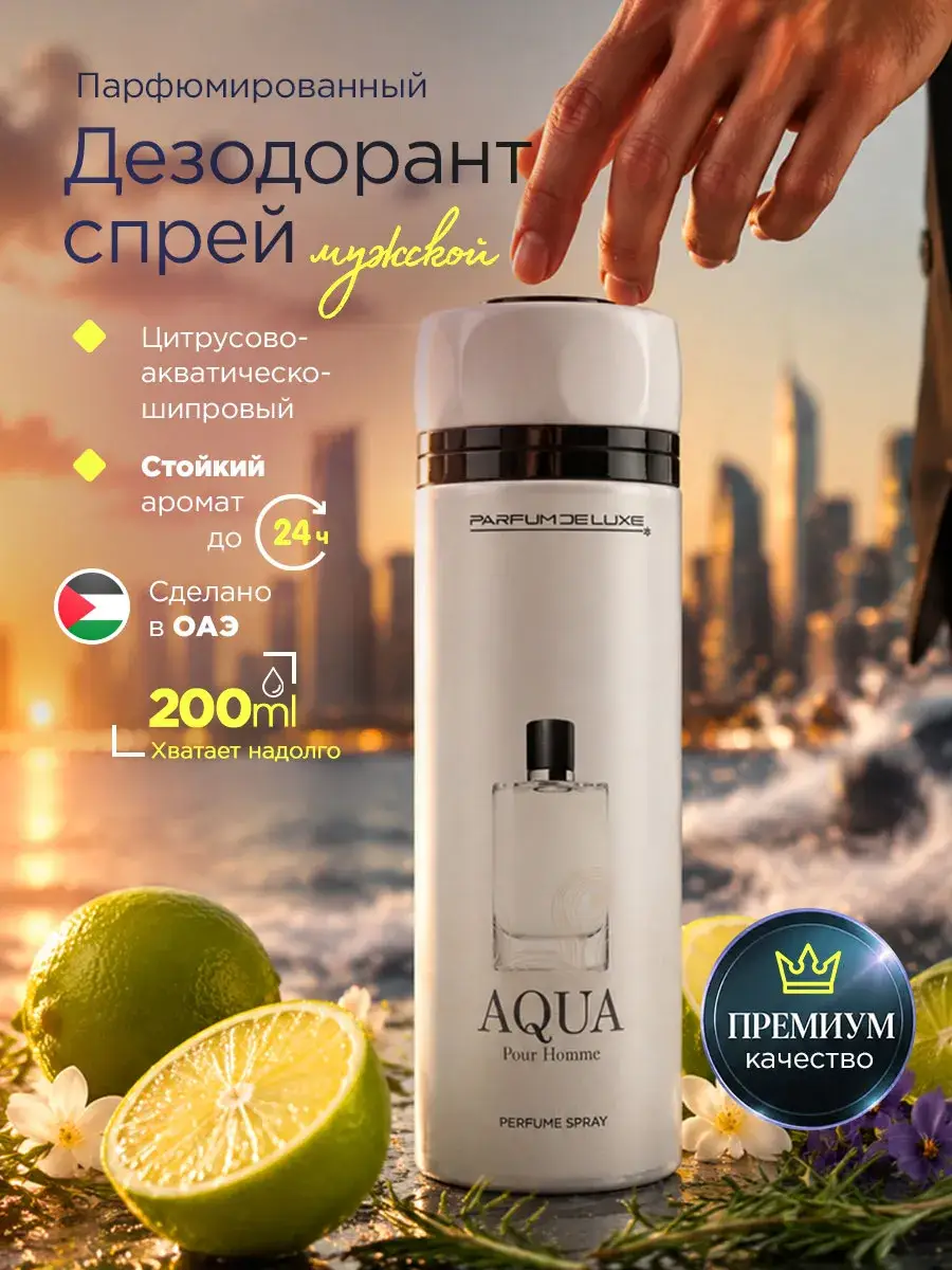PARFUM DE LUXE Aqua Pour Homme Aerosol Deodorant Spray 200 ml