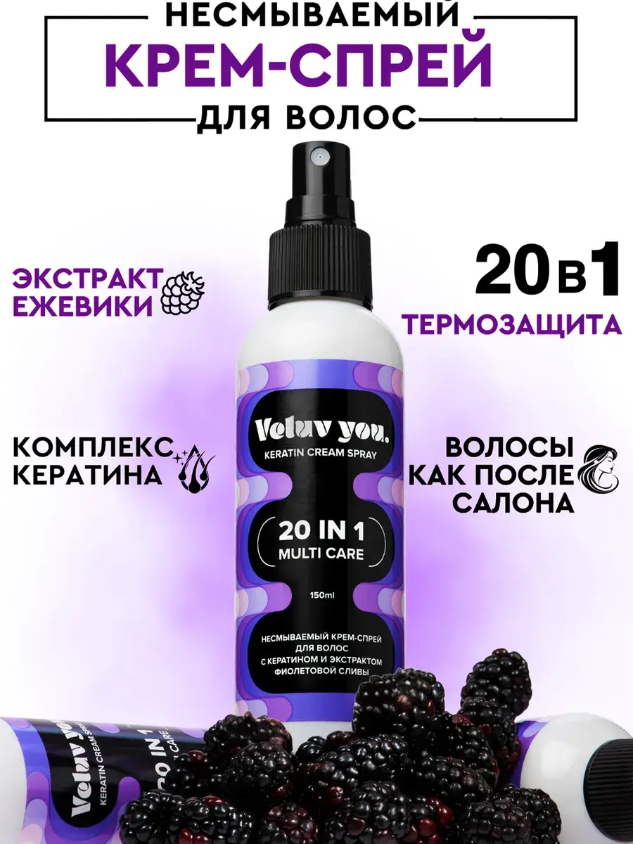 Veluv you. Leave-In Keratin Hair Spray, Heat Protection