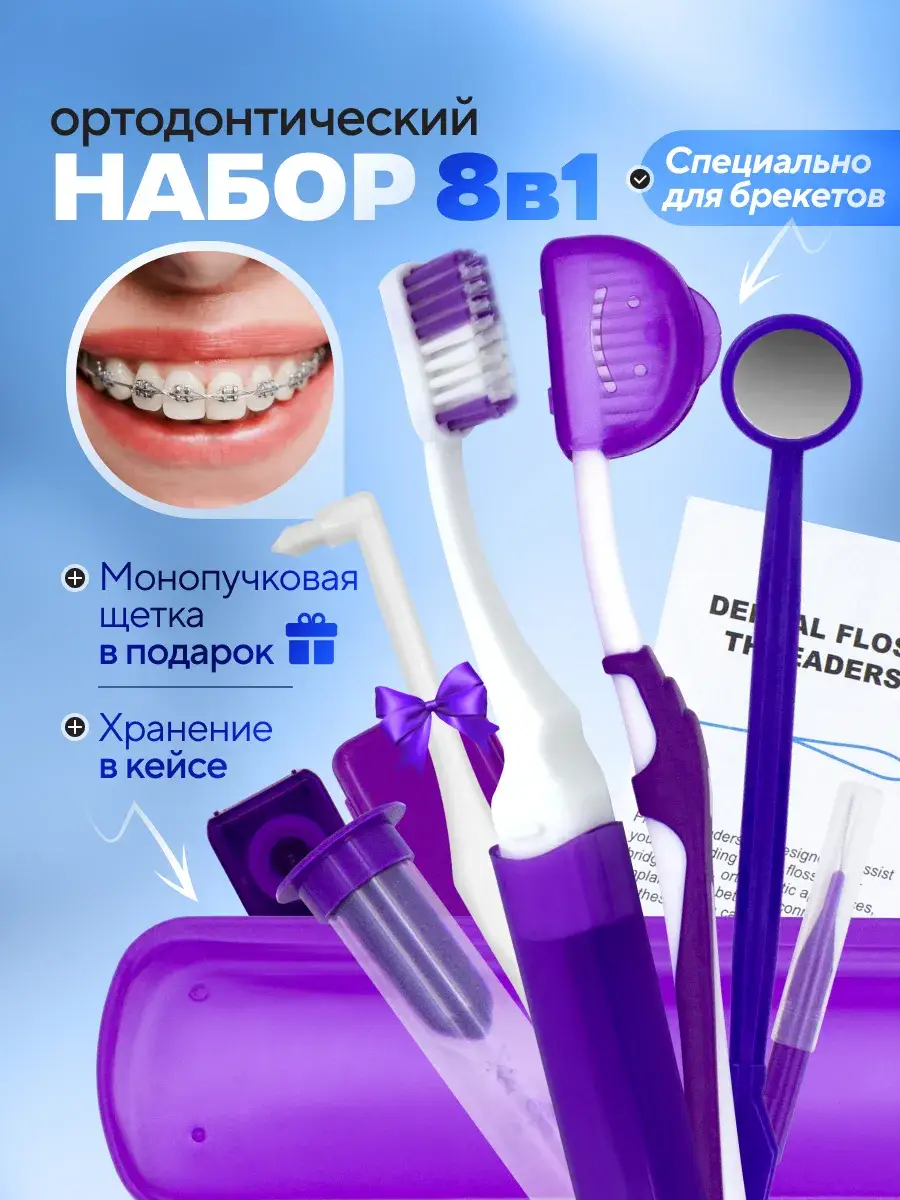 ARNAFLOW Orthodontic Dental Kit for Braces with Mirror and Floss
