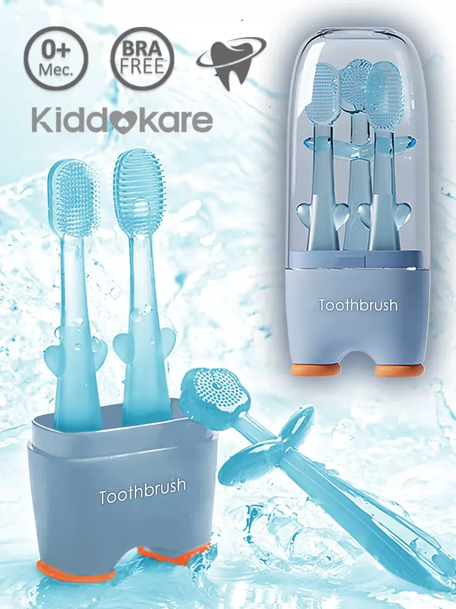 KIDDOKARE Silicone Baby Toothbrush and Teether Set