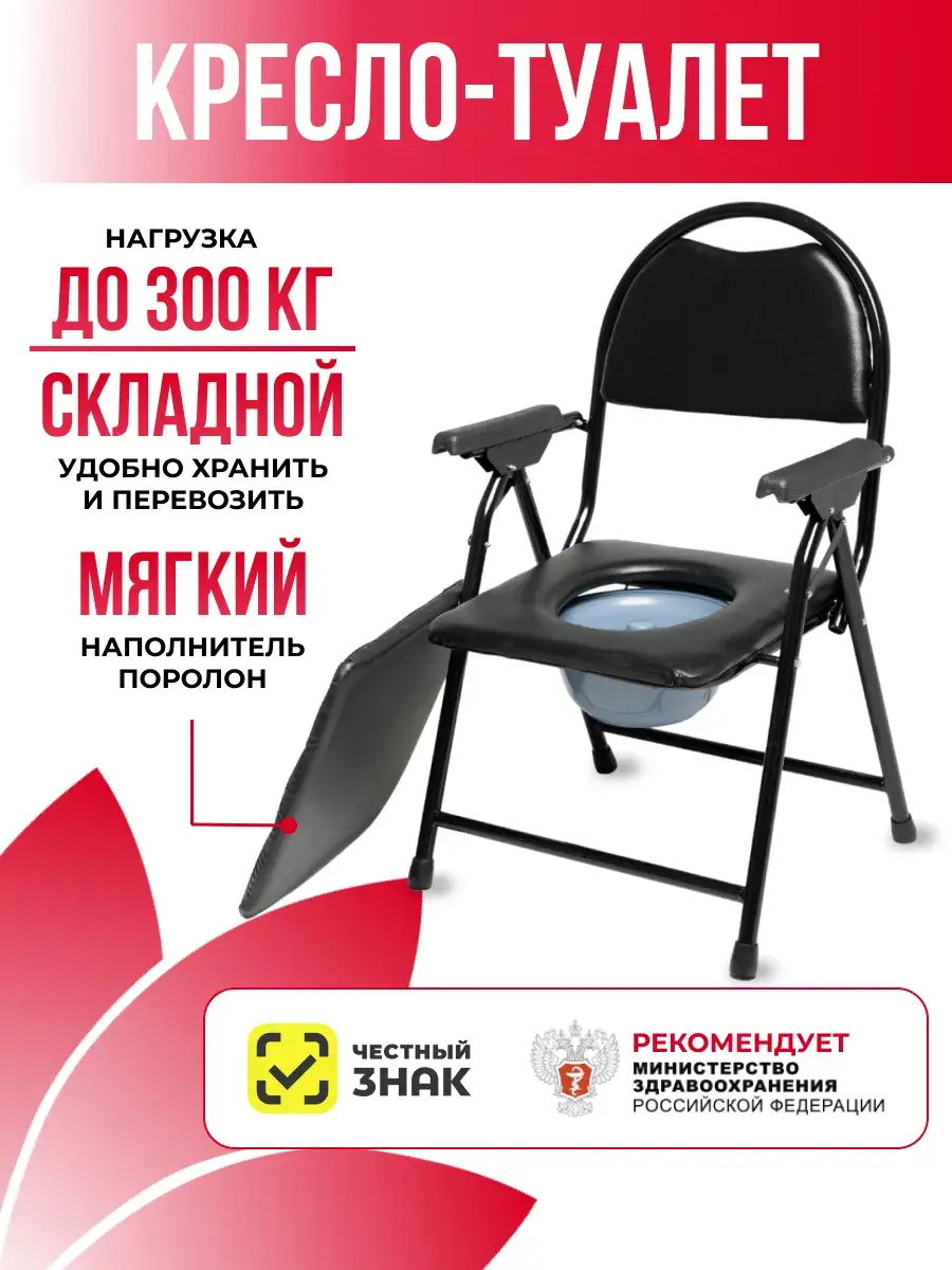 Charcoal Black Folding Toilet Chair for Seniors and Disabled