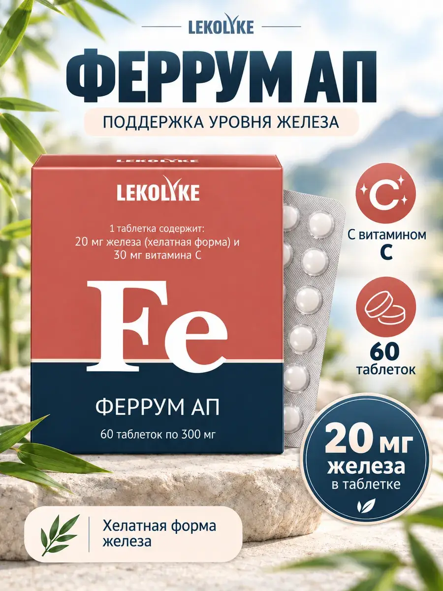 Lekolike Ferrum AP Iron Chelate Tablets 60 pcs