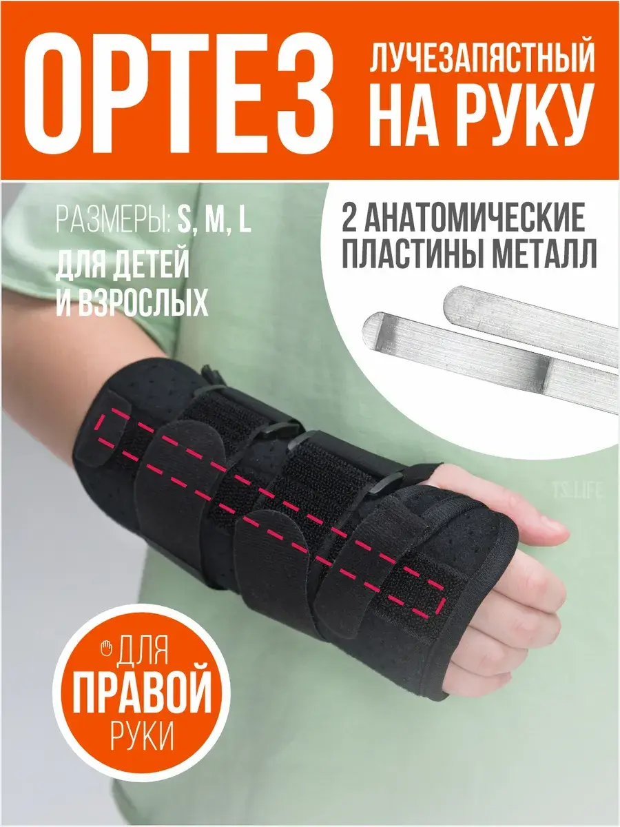 TS.LIFE Wrist Orthosis, Charcoal Black, 1 Pack Orthopedic Support Brace